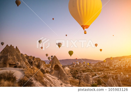 Hot air balloons in Cappadocia, Turkey Hot air balloons in Cappadocia, Turkey 105983126