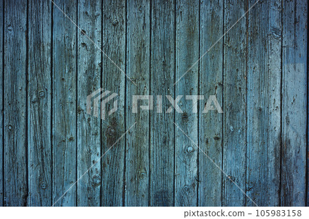 Blue wooden planks fence texture 105983158
