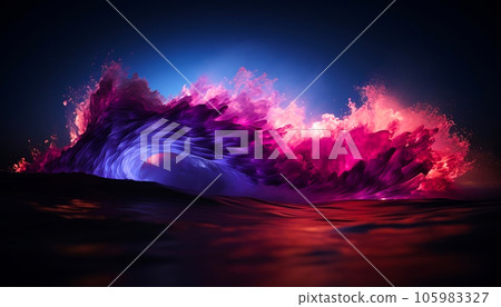 An impressive 3D rendering that features a dynamic wave like ocean background. Wave and and big data concept. An impressive 3D rendering that features a dynamic wave like ocean background. Wave and and big data concept. 105983327
