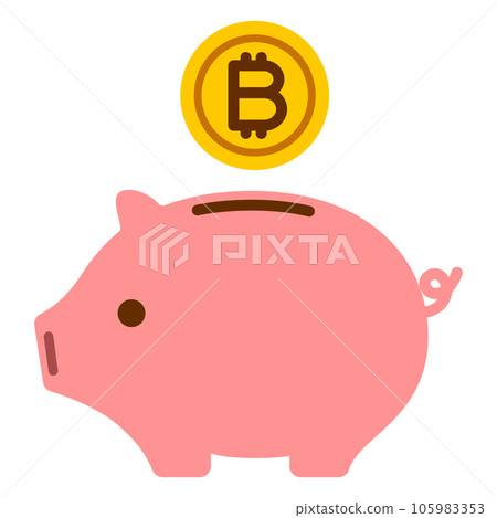 錢幣和豬存錢罐圖標(比特幣) 錢幣和豬存錢罐圖標(比特幣) 105983353