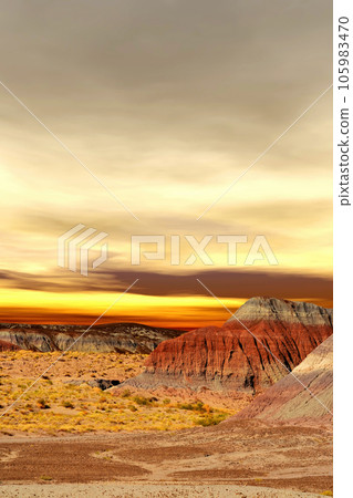 Rugged and Desolate Landscape Petrified Forest Arizona Rugged and Desolate Landscape Petrified Forest Arizona 105983470