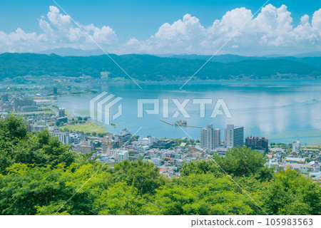 Lake Suwa in summer [taken from Tateishi Park] 105983563