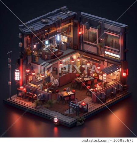 微型中餐館的 3DCG 和 AI 圖像 微型中餐館的 3DCG 和 AI 圖像 105983675