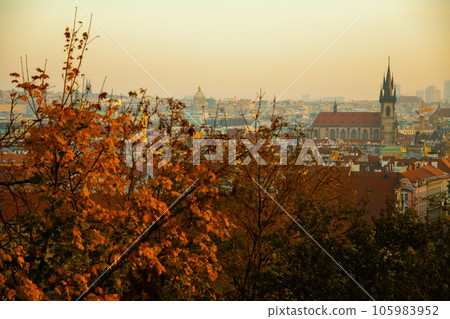 landscape with church of our lady before tyn in autumn in Prague 105983952