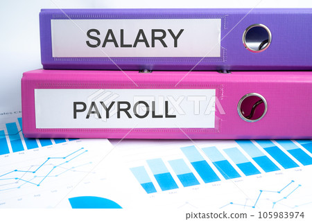 Salary Payroll. Binder data finance report business with graph analysis in office. 105983974