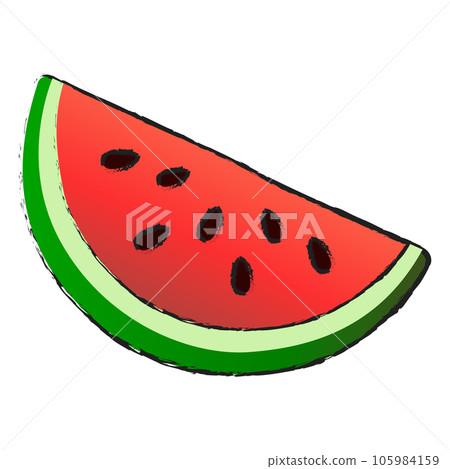 Watermelon half slice isolated on transparent background , fruit line art isolated	 105984159