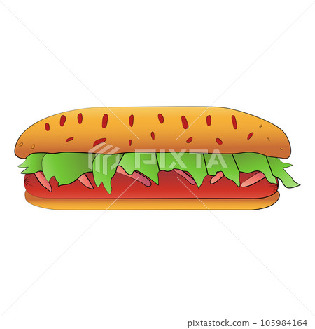 Big hotdog isolated cartoon design on transparent background, junk food clipping path element	 105984164