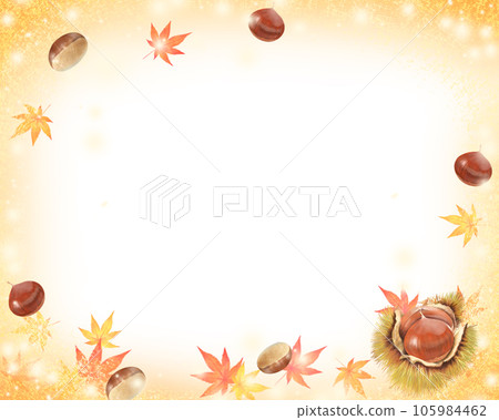 楓木、楓木、橡子等時尚秋季白色背框 105984462