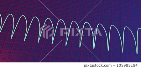 Electrocardiogram displaying ventricular tachycardia, 3D illustration Electrocardiogram displaying ventricular tachycardia, 3D illustration 105985184
