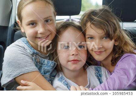 Happy kids. Cute little girls portrait 105985453