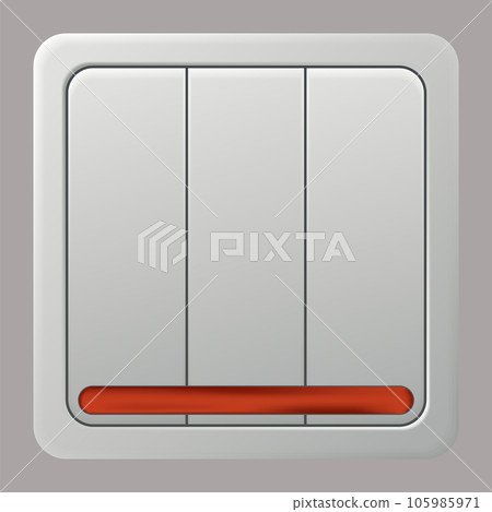 Realistic switcher icon. Home buttons plastic light toggle. Interior wall electric switch. Power electrical switcher isolated on white background Realistic switcher icon. Home buttons plastic light toggle. Interior wall electric switch. Power electrical switcher isolated on white background 105985971