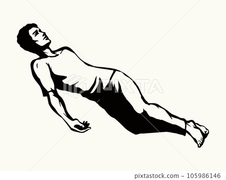 The exhausted man fell down. Vector drawing The exhausted man fell down. Vector drawing 105986146