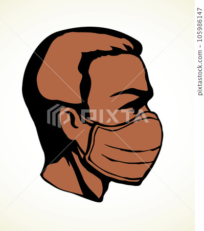 Man in medical mask in profile. Vector drawing Man in medical mask in profile. Vector drawing 105986147