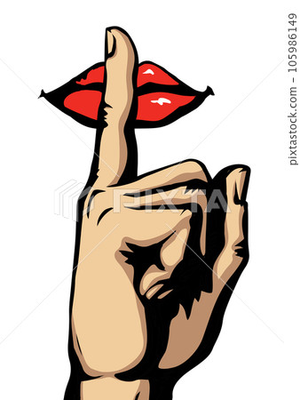 The finger shows quietly. Vector drawing The finger shows quietly. Vector drawing 105986149