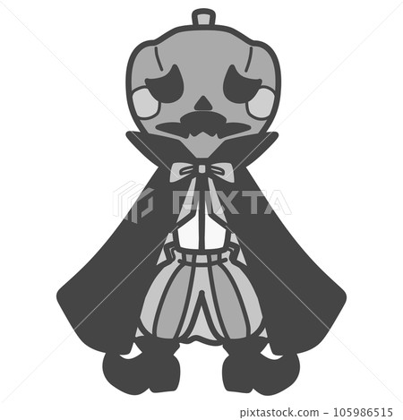 Monochrome illustration of a cute and simple grieving pumpkin head clown Monochrome illustration of a cute and simple grieving pumpkin head clown 105986515