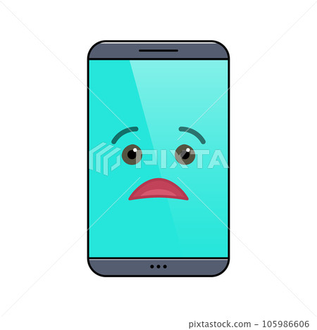Miffed mobile phone isolated emoticon 105986606