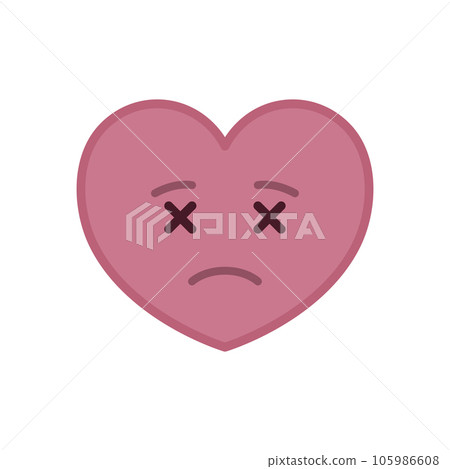 Dead heart shaped funny emoticon icon Dead heart shaped funny emoticon icon 105986608