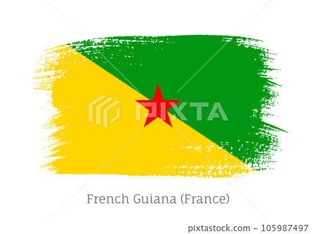 French Guiana official flag in brush stroke shape 105987497