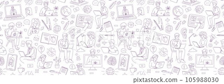 Learning online, e-learning video call chat with class. Distance education Learning online, e-learning video call chat with class. Distance education 105988030