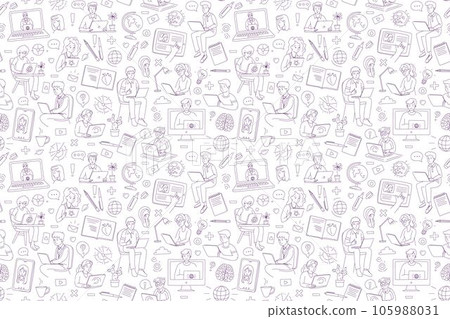 Learning online, e-learning video call chat with class. Distance education Learning online, e-learning video call chat with class. Distance education 105988031