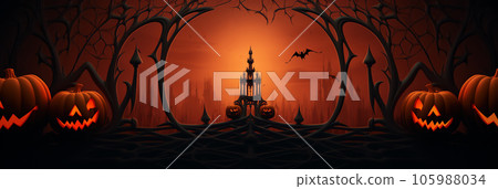 Banner of happy halloween background concept, Holiday design illustration Banner of happy halloween background concept, Holiday design illustration 105988034