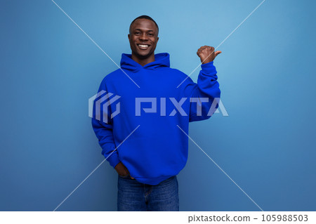 confident young black american man in casual clothes with an idea and a strategy confident young black american man in casual clothes with an idea and a strategy 105988503