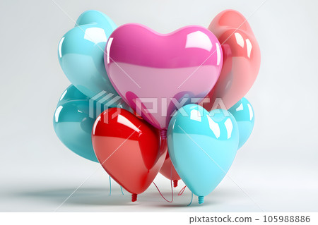 Bunch of colorful heart-shaped balloons - Generative AI Bunch of colorful heart-shaped balloons - Generative AI 105988886