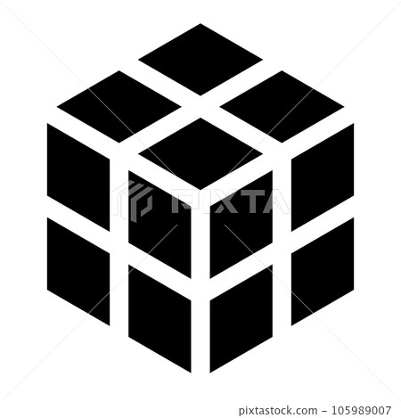 Filled style icon representing a cube Filled style icon representing a cube 105989007