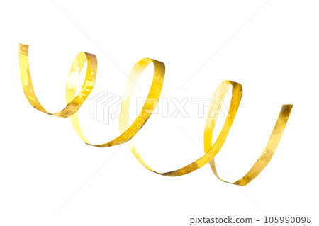 Hand drawn watercolor illustrations festive serpentine gold and silver pictures for birthday, Christmas and New Year 105990098