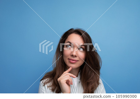 happy pretty 25s brunette woman with well-groomed silky straight hair happy pretty 25s brunette woman with well-groomed silky straight hair 105990300