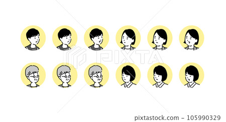 Various facial expression face icon set, vector material Various facial expression face icon set, vector material 105990329