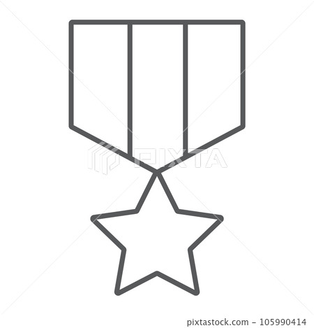 Military star thin line icon, label and army, insignia sign, vector graphics, a linear pattern on a white background. 105990414