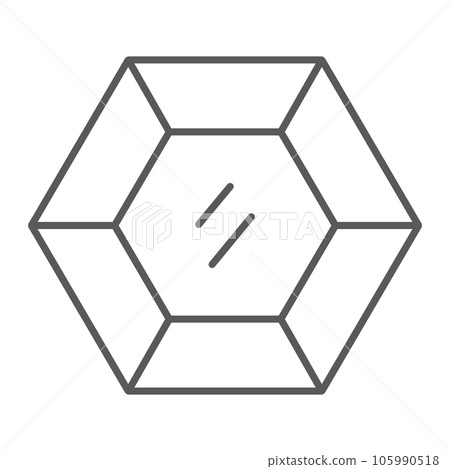 Precious gemstone thin line icon, jewellery and diamond, brilliant sign, vector graphics, a linear pattern on a white background. 105990518