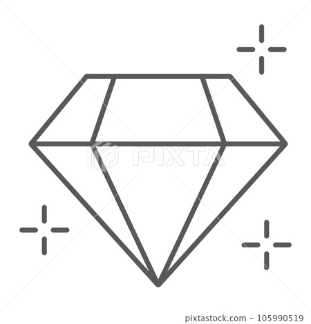 Diamond thin line icon, jewellery and accessory, brilliant sign, vector graphics, a linear pattern on a white background. 105990519