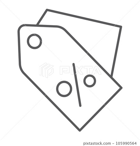 Discount thin line icon, label and coupon, price tag sign, vector graphics, a linear pattern on a white background. Discount thin line icon, label and coupon, price tag sign, vector graphics, a linear pattern on a white background. 105990564