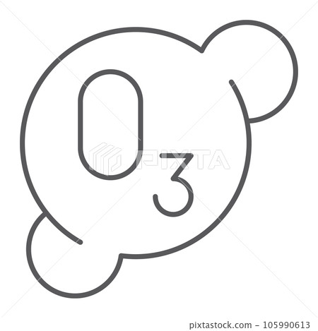 Ozonation thin line icon, formula and ozone, molecule sign, vector graphics, a linear pattern on a white background. 105990613