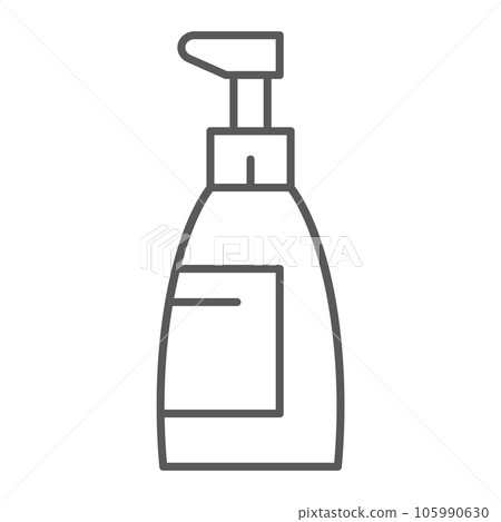 Soap thin line icon, cosmetic and wash, bottle sign, vector graphics, a linear pattern on a white background. Soap thin line icon, cosmetic and wash, bottle sign, vector graphics, a linear pattern on a white background. 105990630