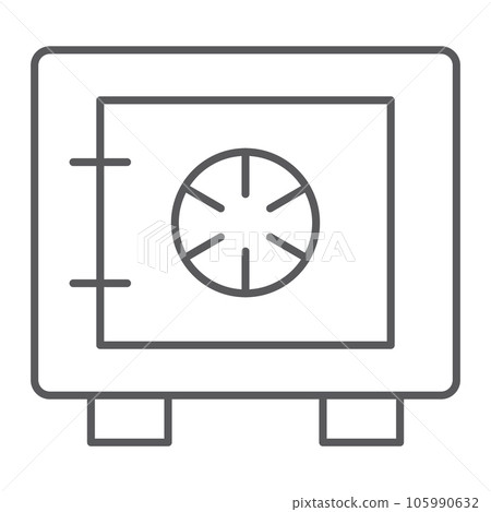 Safe box thin line icon, security and money, bank safe sign, vector graphics, a linear pattern on a white background. 105990632
