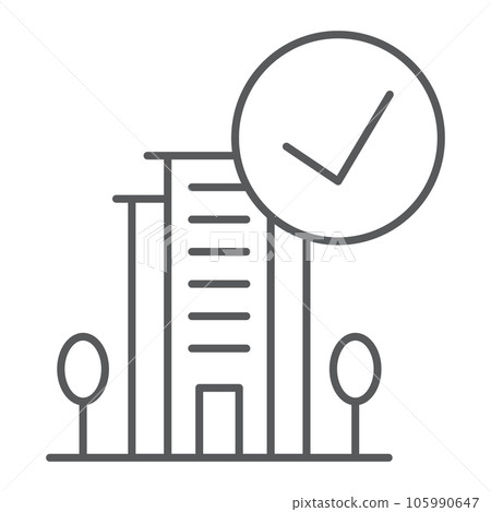 Verified thin line icon, hotel and review 105990647