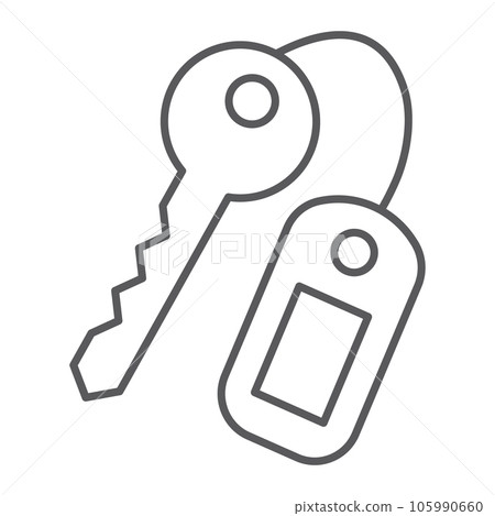 Key thin line icon, close and safety, unlock sign, vector graphics, a linear pattern on a white background. 105990660