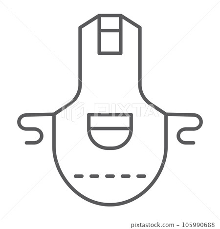 Apron thin line icon, clothing kitchen, pinafore 105990688