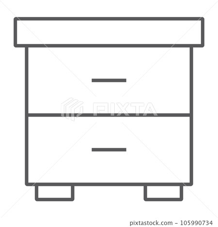 Nightstand thin line icon, furniture and home 105990734