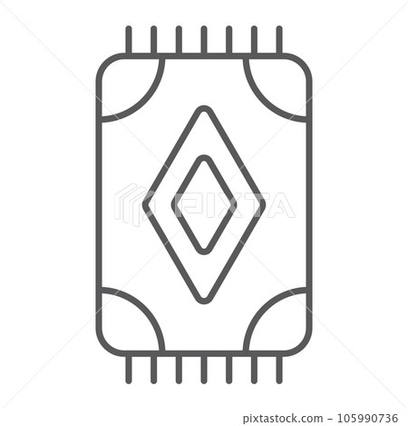 Carpet thin line icon, home and fabric, rug sign 105990736