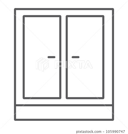 Wardrobe thin line icon, furniture and home Wardrobe thin line icon, furniture and home 105990747