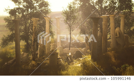 ancient roman ruins with broken statues ancient roman ruins with broken statues 105991146