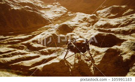 Insight Mars exploring the surface of red planet. Elements furnished by NASA. Insight Mars exploring the surface of red planet. Elements furnished by NASA. 105991183