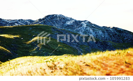 sun set scene over Mountains In Indian Himalaya sun set scene over Mountains In Indian Himalaya 105991283