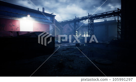 old dark factory warehouse alley at night old dark factory warehouse alley at night 105991297