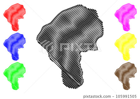 Bruce island (Russia, Russian Federation, Franz Josef Land archipelago) map vector illustration, scribble sketch Ostrov Brjusa map Bruce island (Russia, Russian Federation, Franz Josef Land archipelago) map vector illustration, scribble sketch Ostrov Brjusa map 105991505