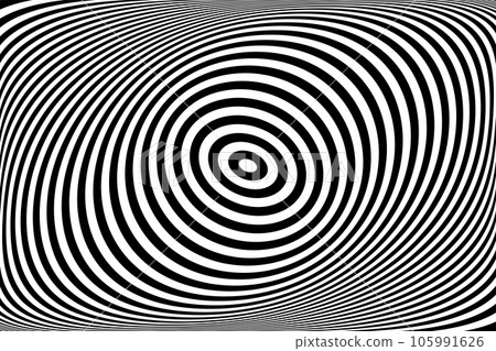 Twisting Whirl Motion and 3D Illusion in Abstract Op Art Striped Lines Pattern. Vector Illustration. Twisting Whirl Motion and 3D Illusion in Abstract Op Art Striped Lines Pattern. Vector Illustration. 105991626